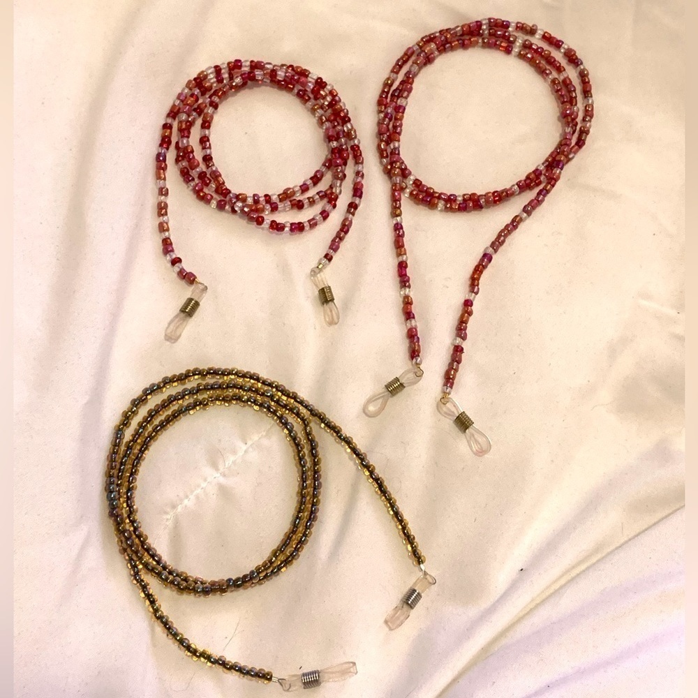 3 Handmade Beaded Glasses Chains